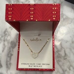 Isabella M. Sterling Silver Gold Necklace with Sparkling Heart Pendant